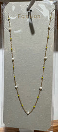 Yellow and White Bead Necklace - W14-0408