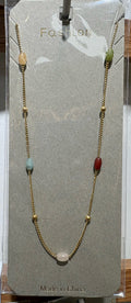 Multicolor Oval Bead Necklace - W14-0416