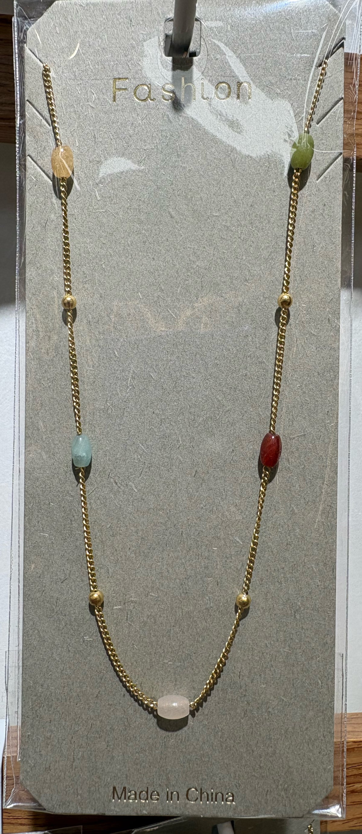 Multicolor Oval Bead Necklace - W14-0416