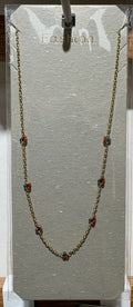 Red Flower Bead Necklace - W14-0419