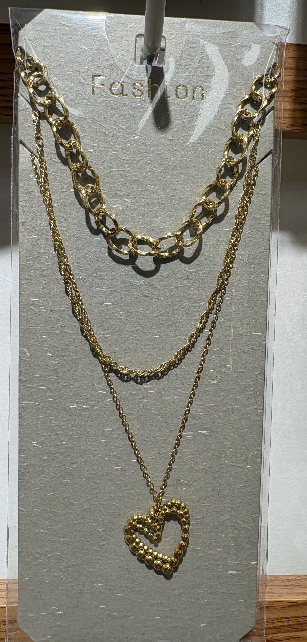 Layered Open Heart Necklace - W14-0426