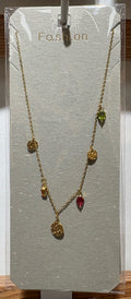 Colorful Leaf Coin Necklace - W14-0439