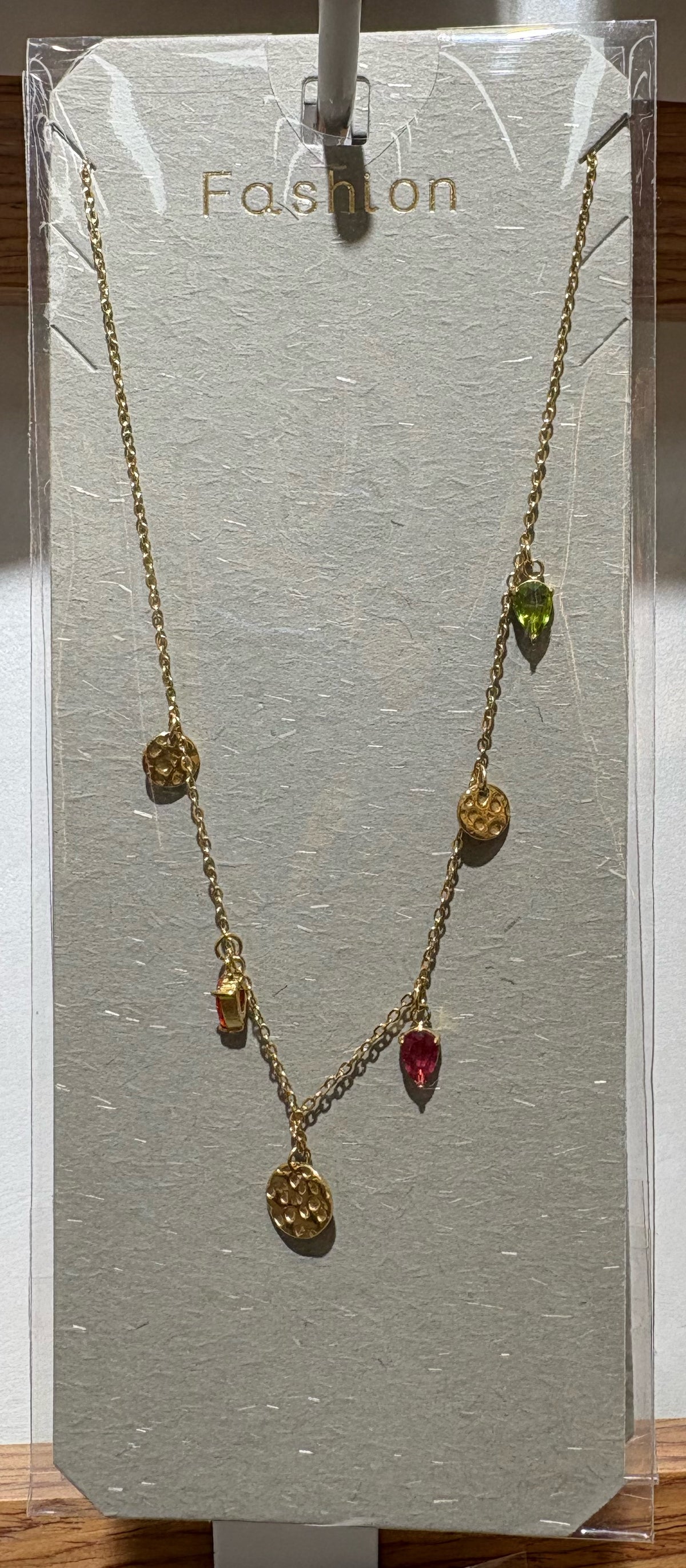 Colorful Leaf Coin Necklace - W14-0439