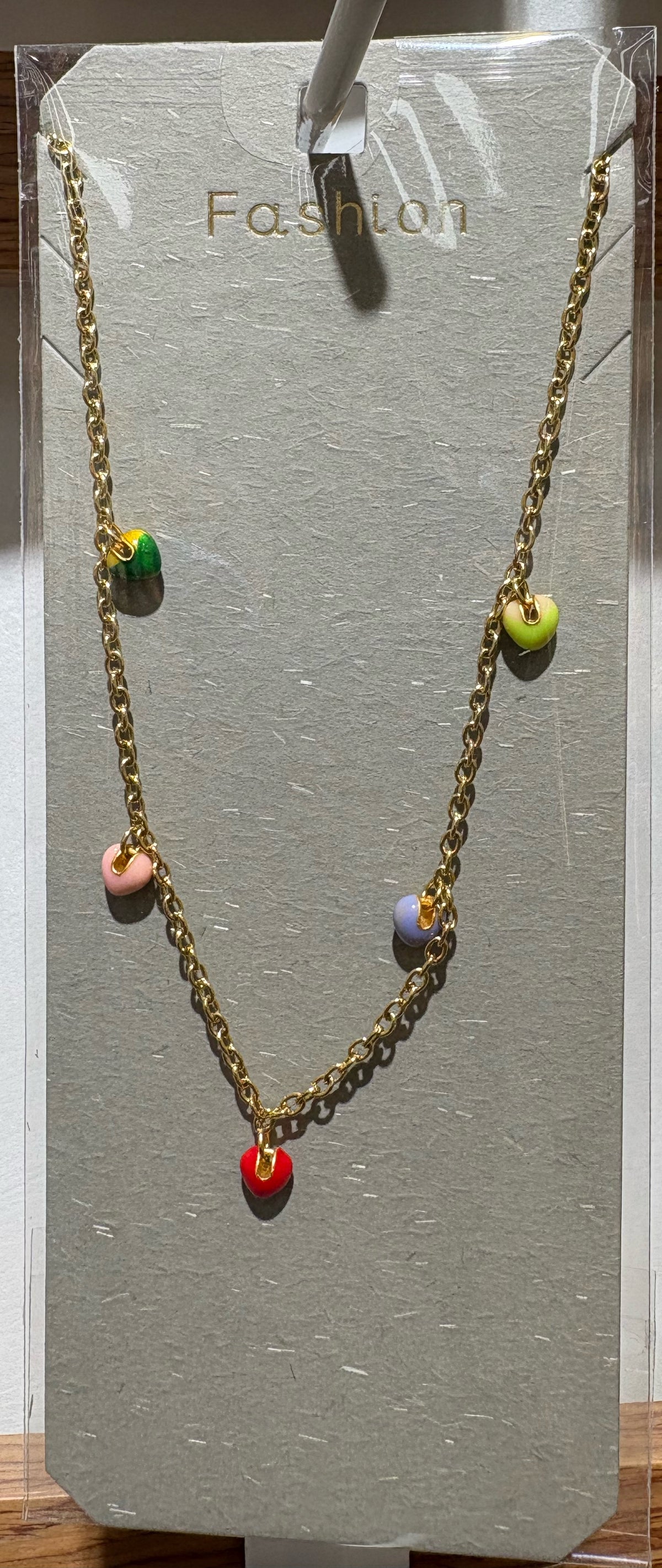Colorful Heart Charm Necklace - W14-0445
