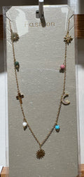 Sun Moon and Cross Necklace - W14-0446