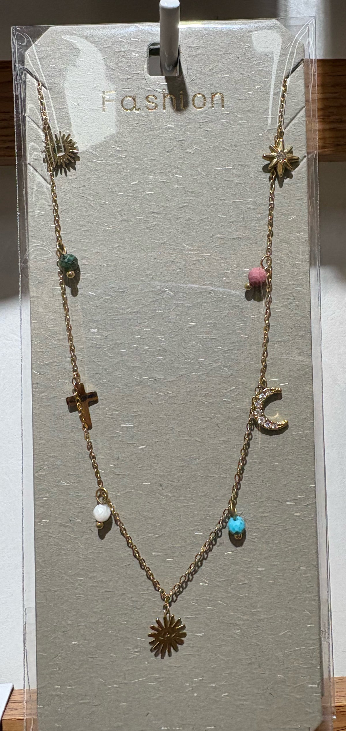 Sun Moon and Cross Necklace - W14-0446