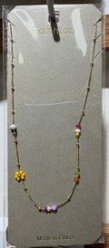 Multicolor Bead Long Necklace - W14-0449
