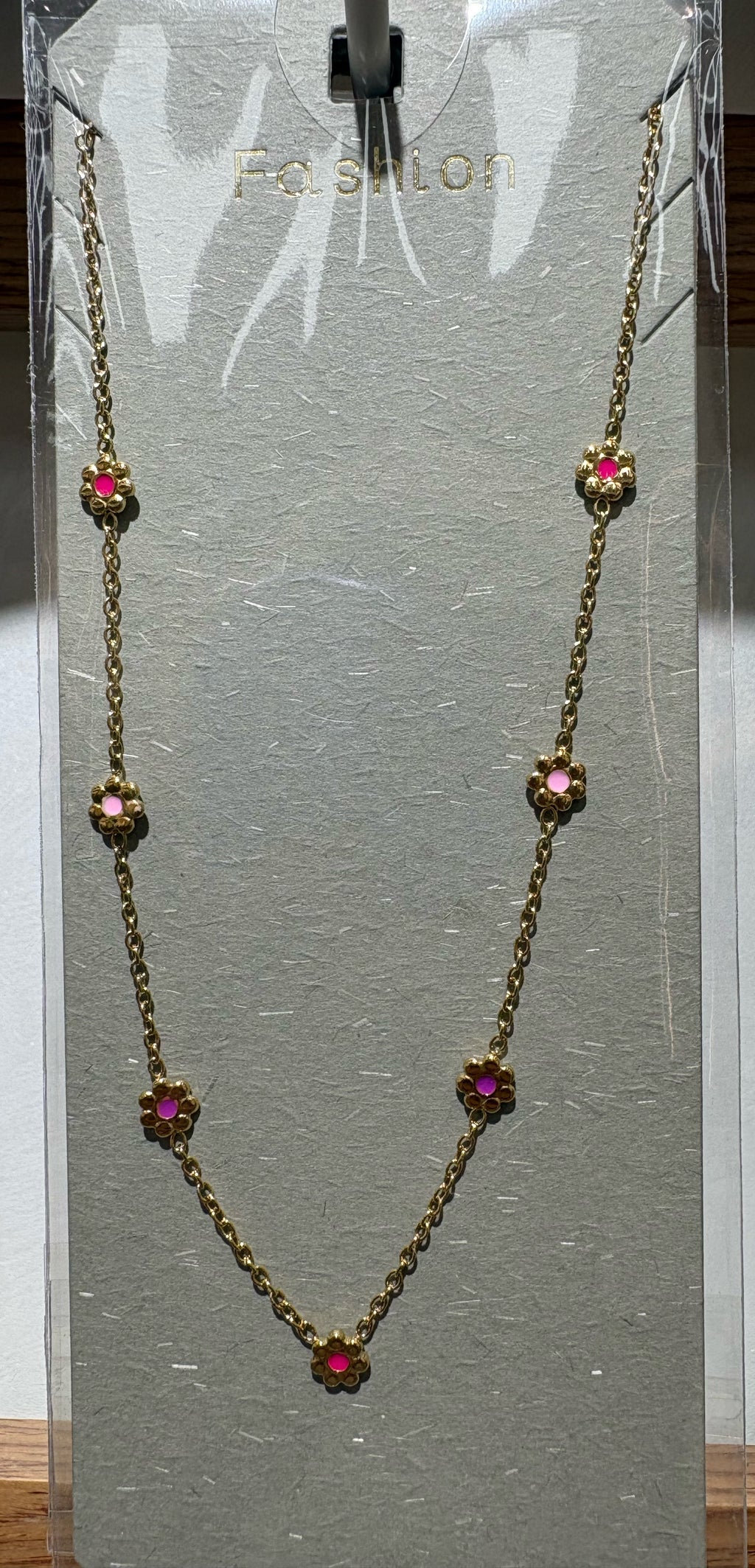 Red Daisy Station Necklace - W14-0452