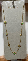 Green Daisy Station Necklace - W14-0453