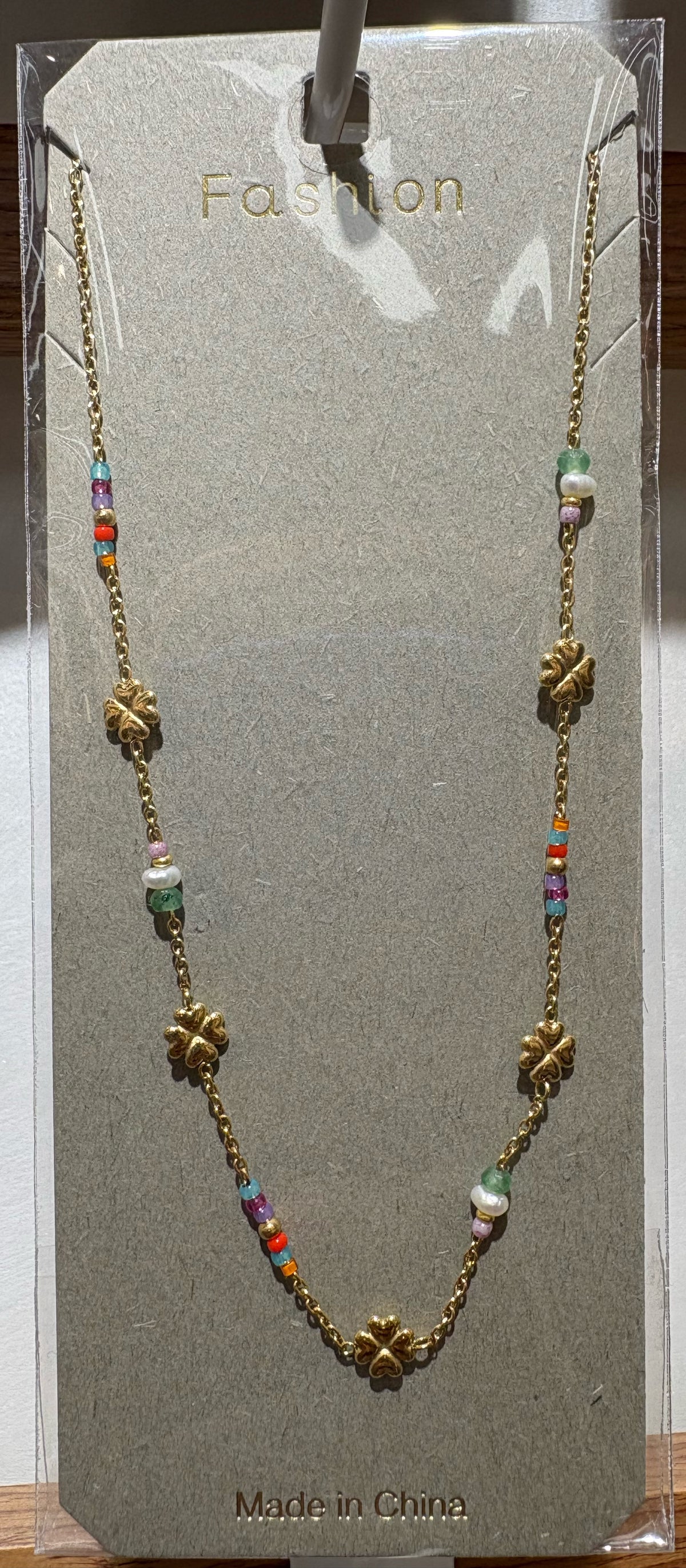 Colorful Bead Flower Necklace - W14-0456