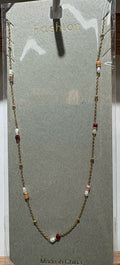 Pink Bead Long Chain Necklace - W14-0462