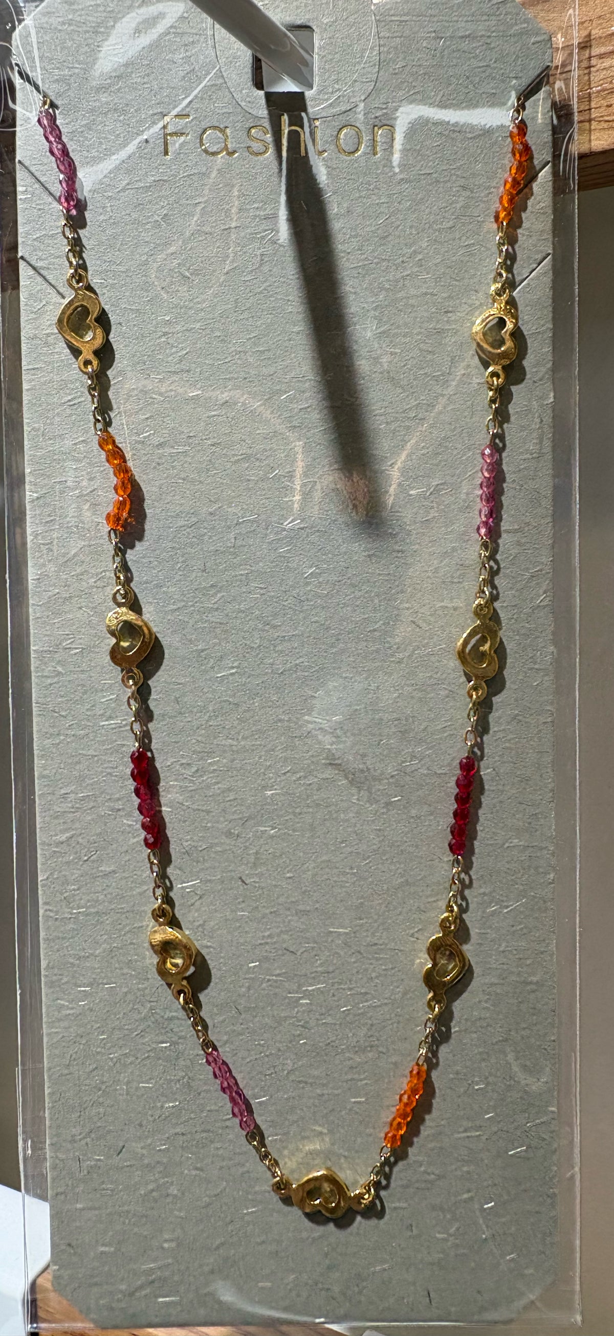 Colorful Bead Heart Necklace - W14-0468