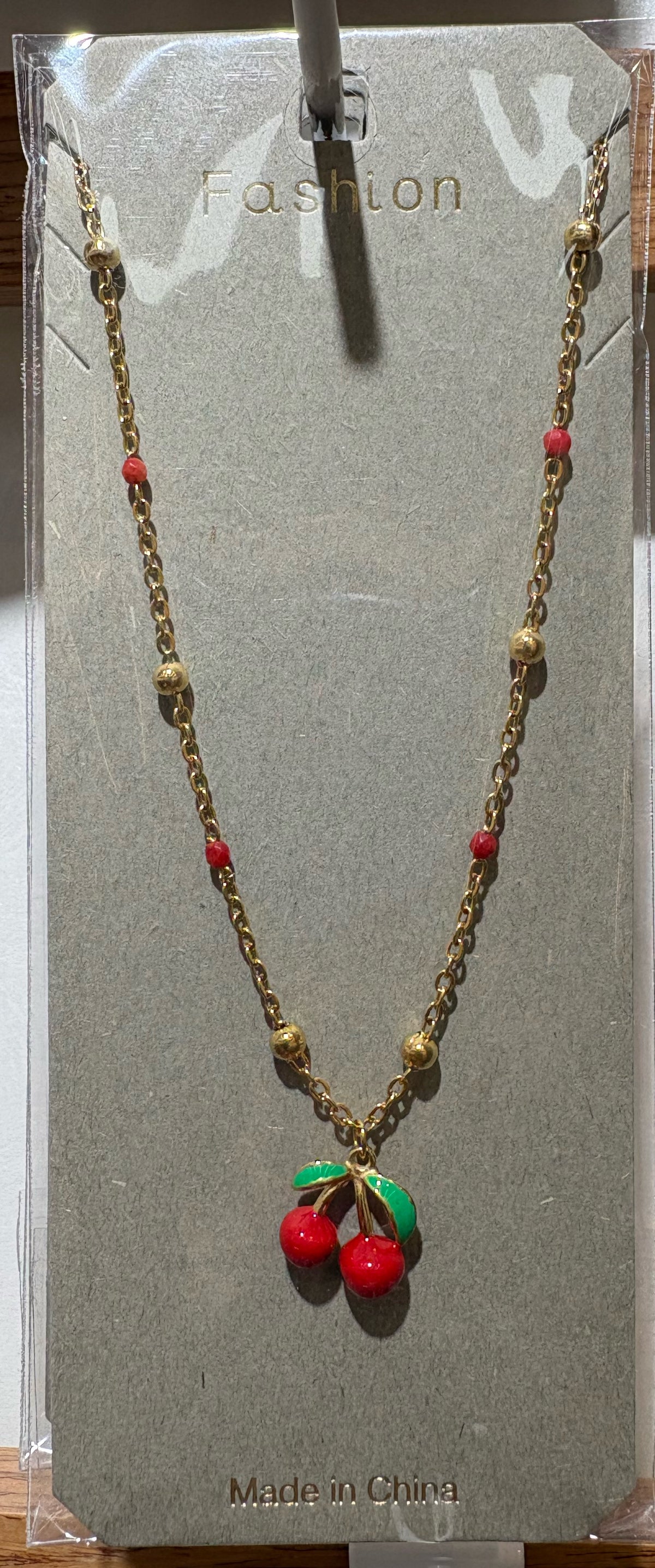 Red Cherry Pendant Necklace - W14-0473