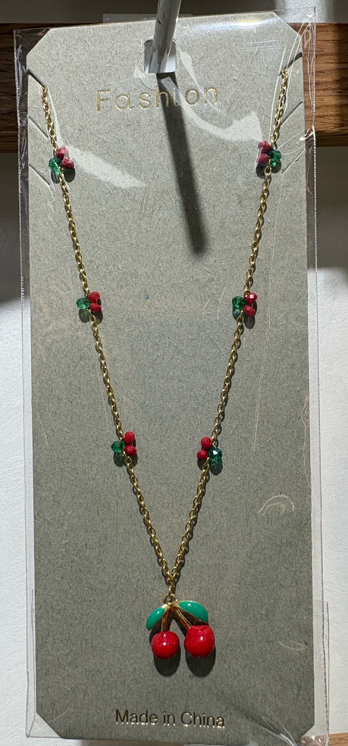 Cherry Charm Station Necklace - W14-0475