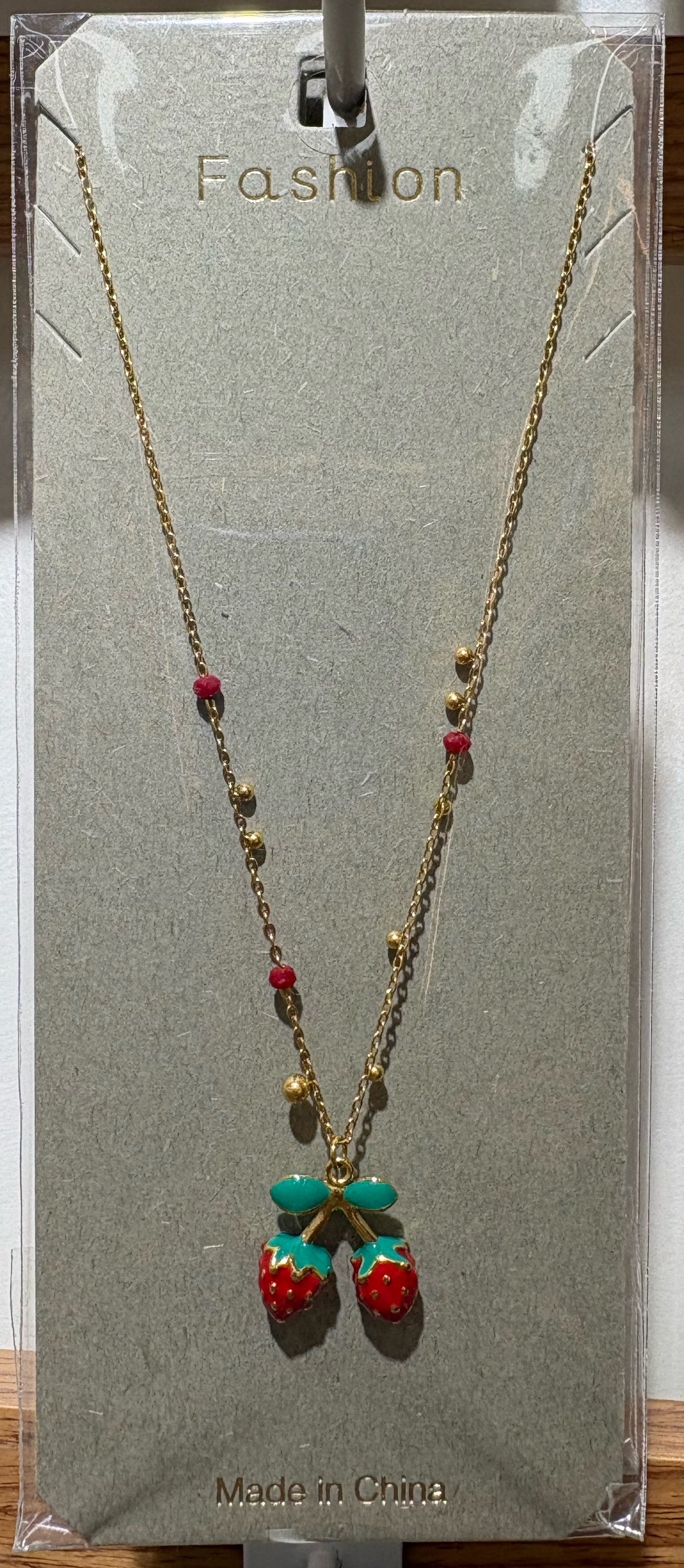 Bow Cherry Pendant Necklace - W14-0478