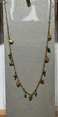 Green Bead Shell Necklace - W14-0483