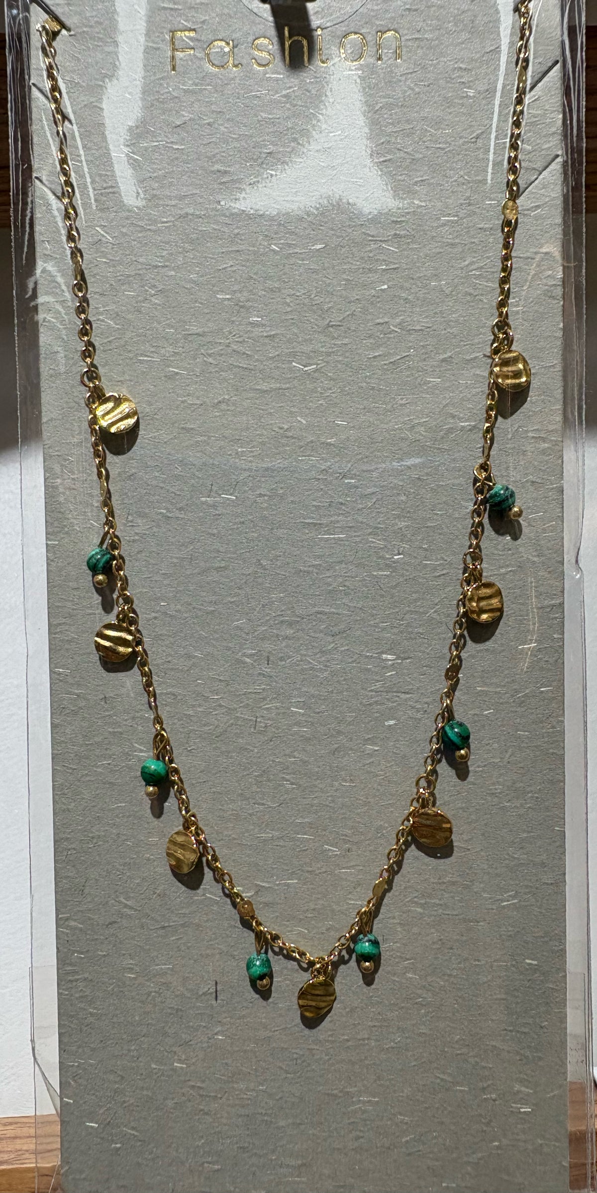 Green Bead Shell Necklace - W14-0483