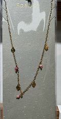 Pink Bead Mixed Charm Necklace - W14-0486