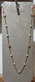 Blush Flower Bead Necklace - W14-0492