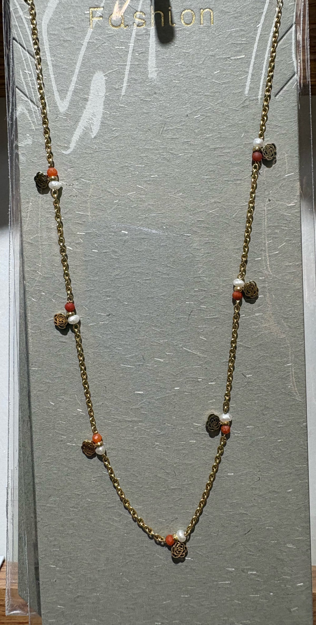 Colorful Heart Station Necklace - W14-0498