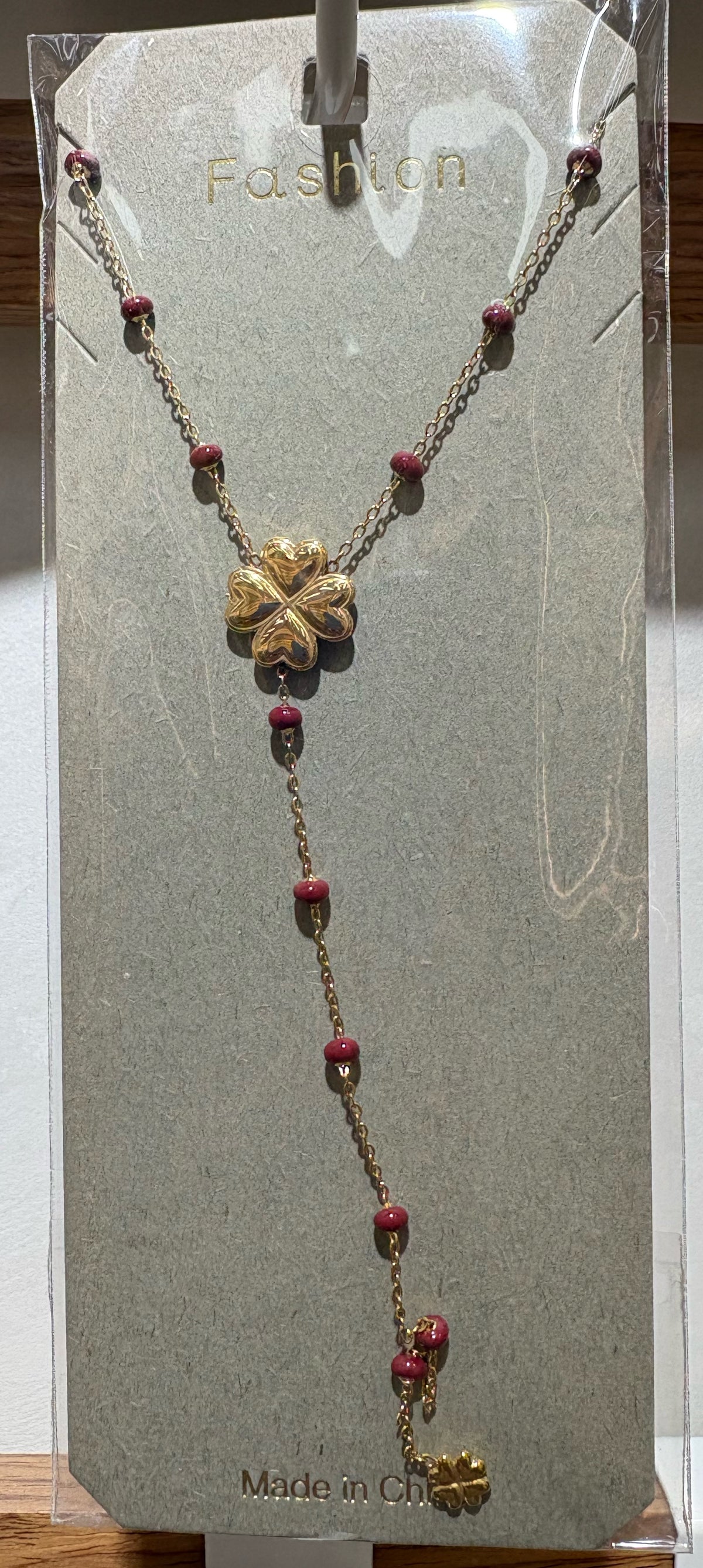 Flower and Moon Y Necklace - W14-0509