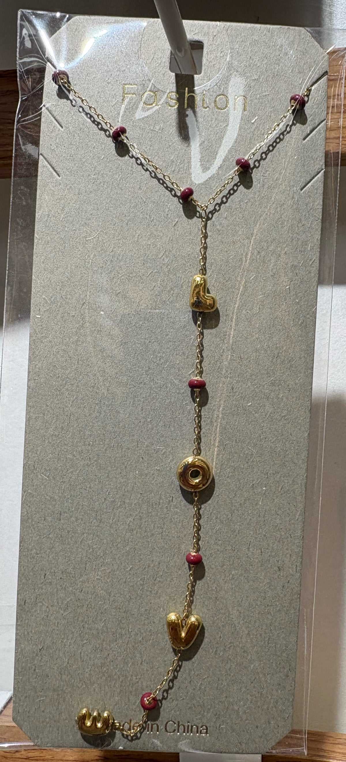 Long Heart Charm Y Necklace - W14-0511