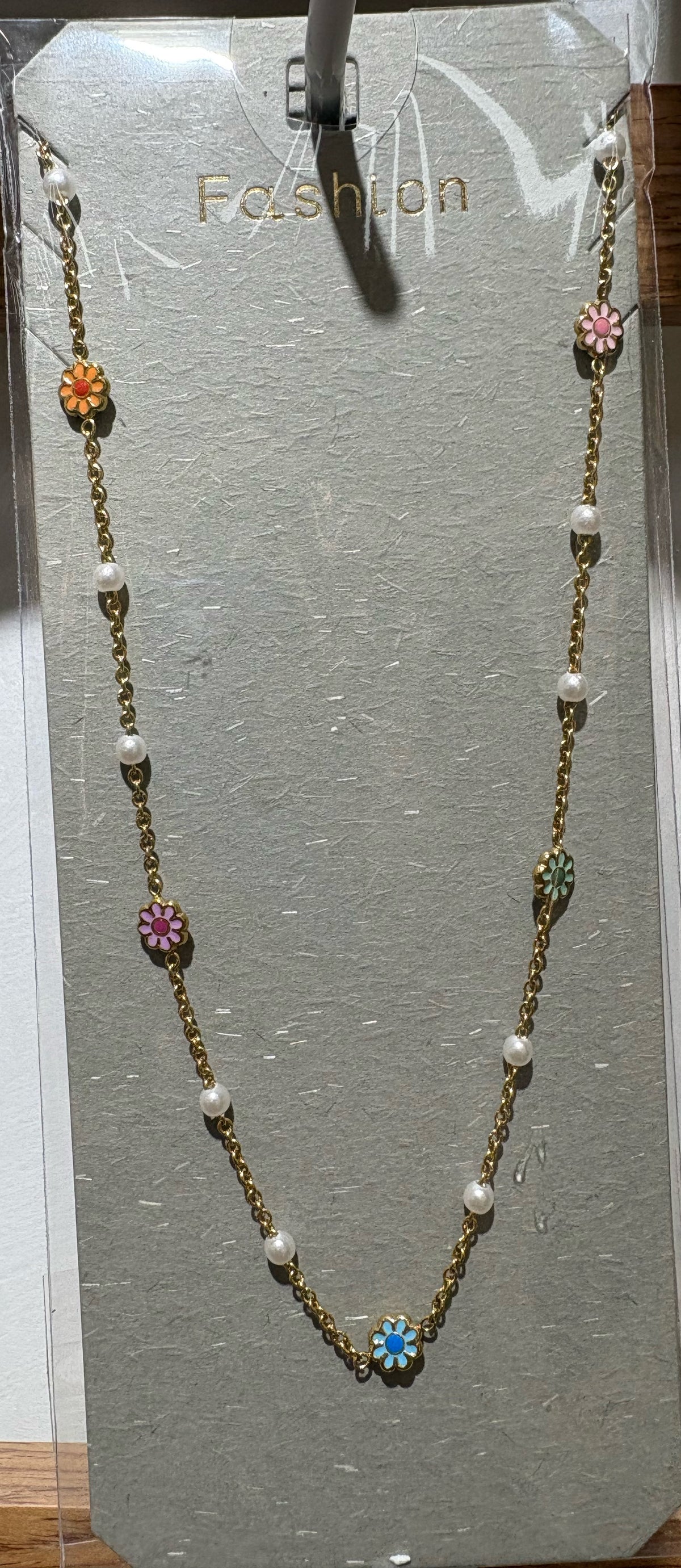 Multicolor Daisy Bead Necklace - W14-0514