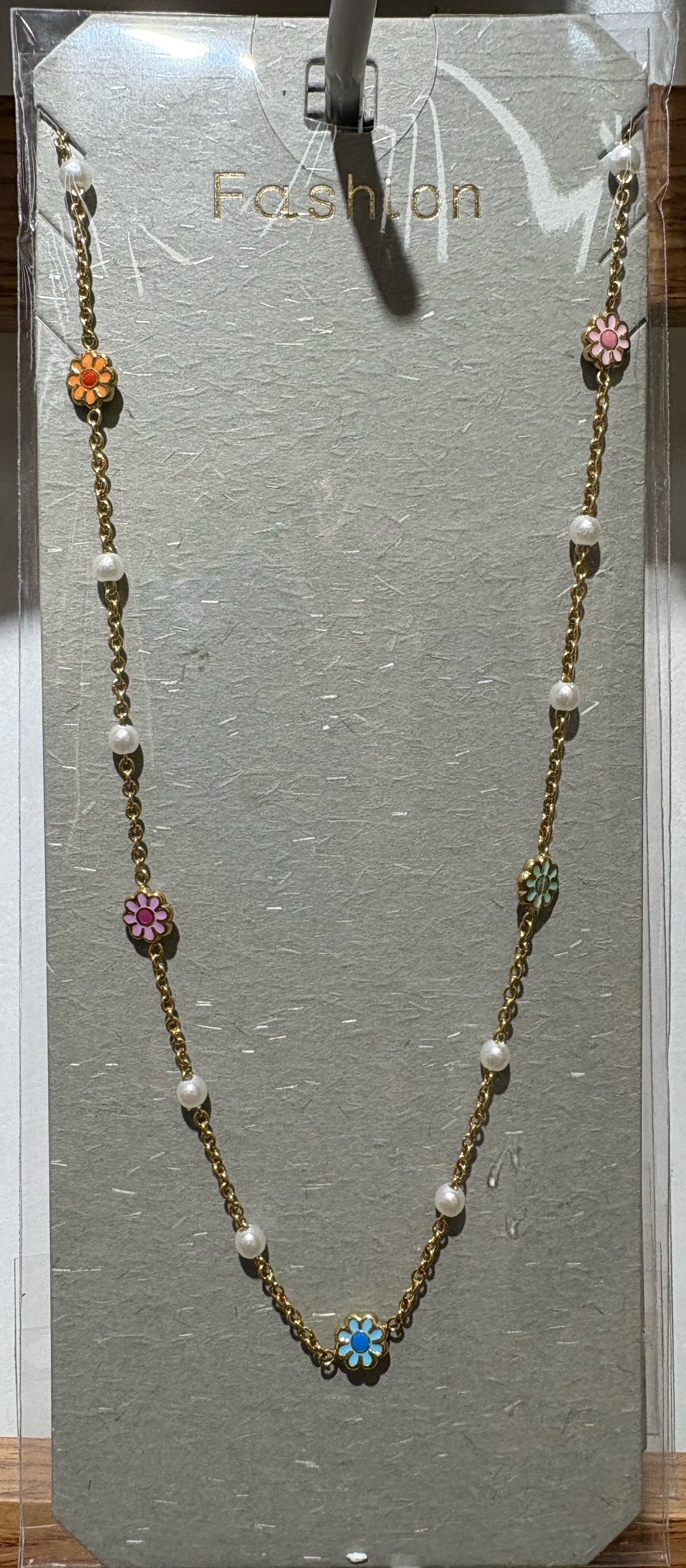 Multicolor Daisy Bead Necklace - W14-0514