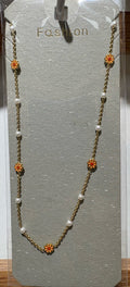 Orange Daisy Bead Necklace - W14-0516