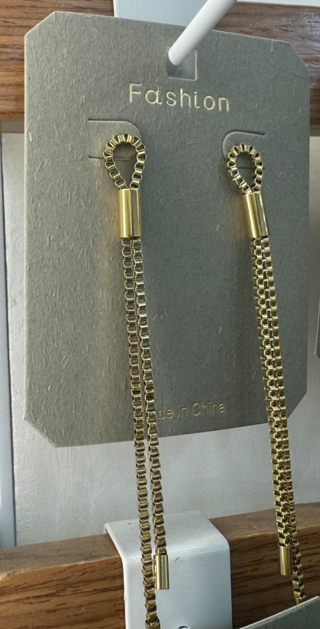 Loop Stud Chain Tassel Earrings - W3-0002