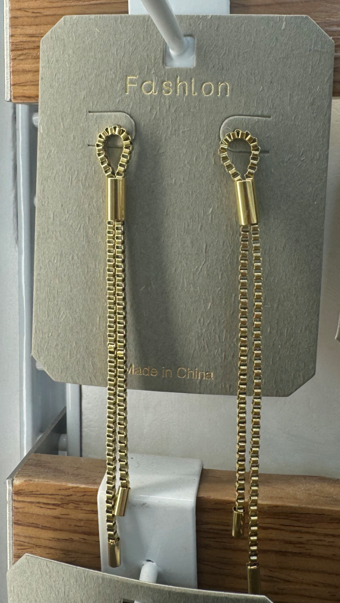 Loop Stud Chain Tassel Earrings - W3-0002