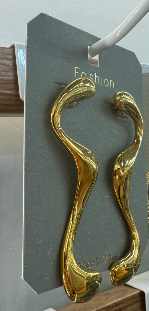 Sculptural Wavy Drop Earrings - W3-0004