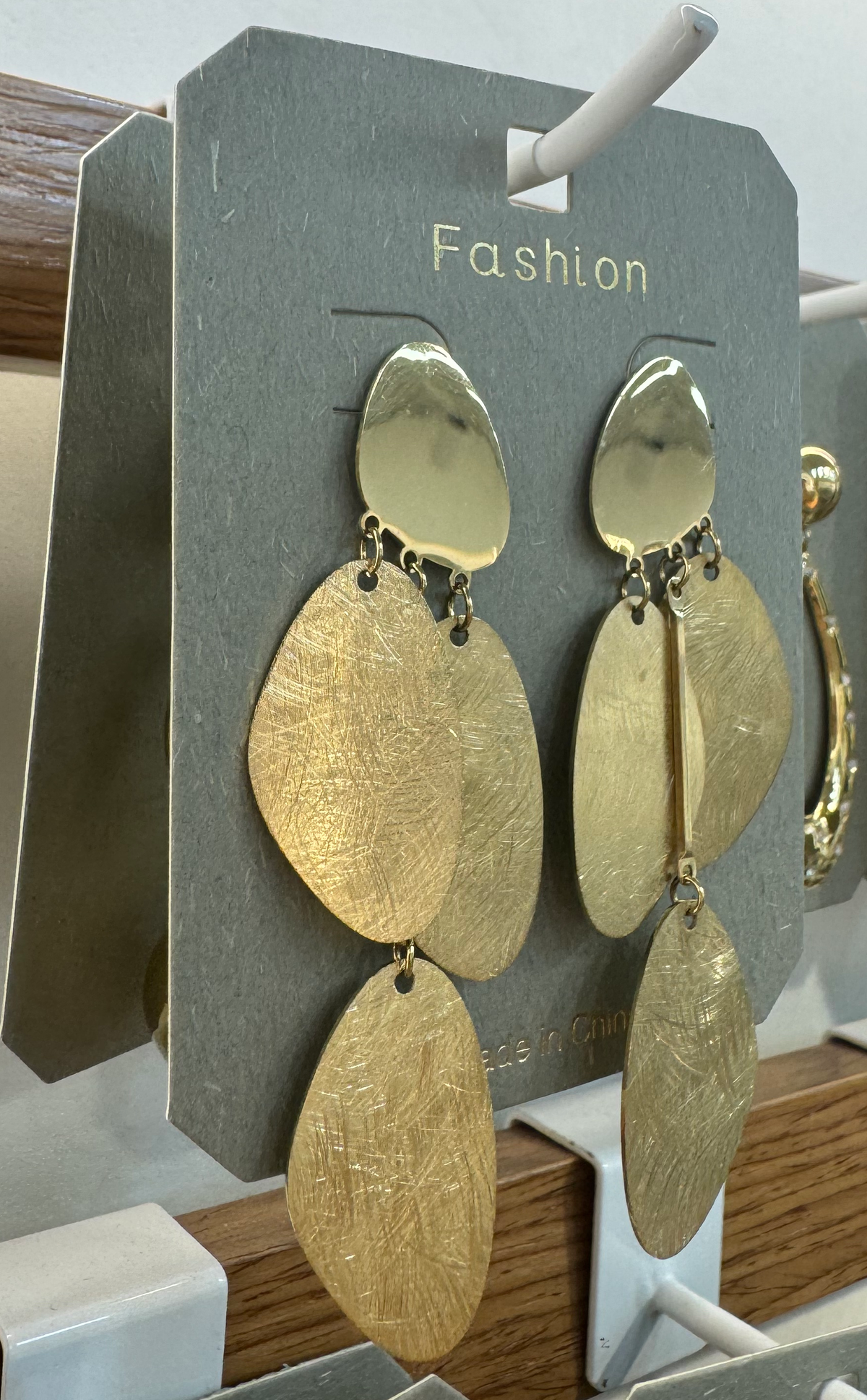 Layered Brushed Oval Earrings - W3-0007