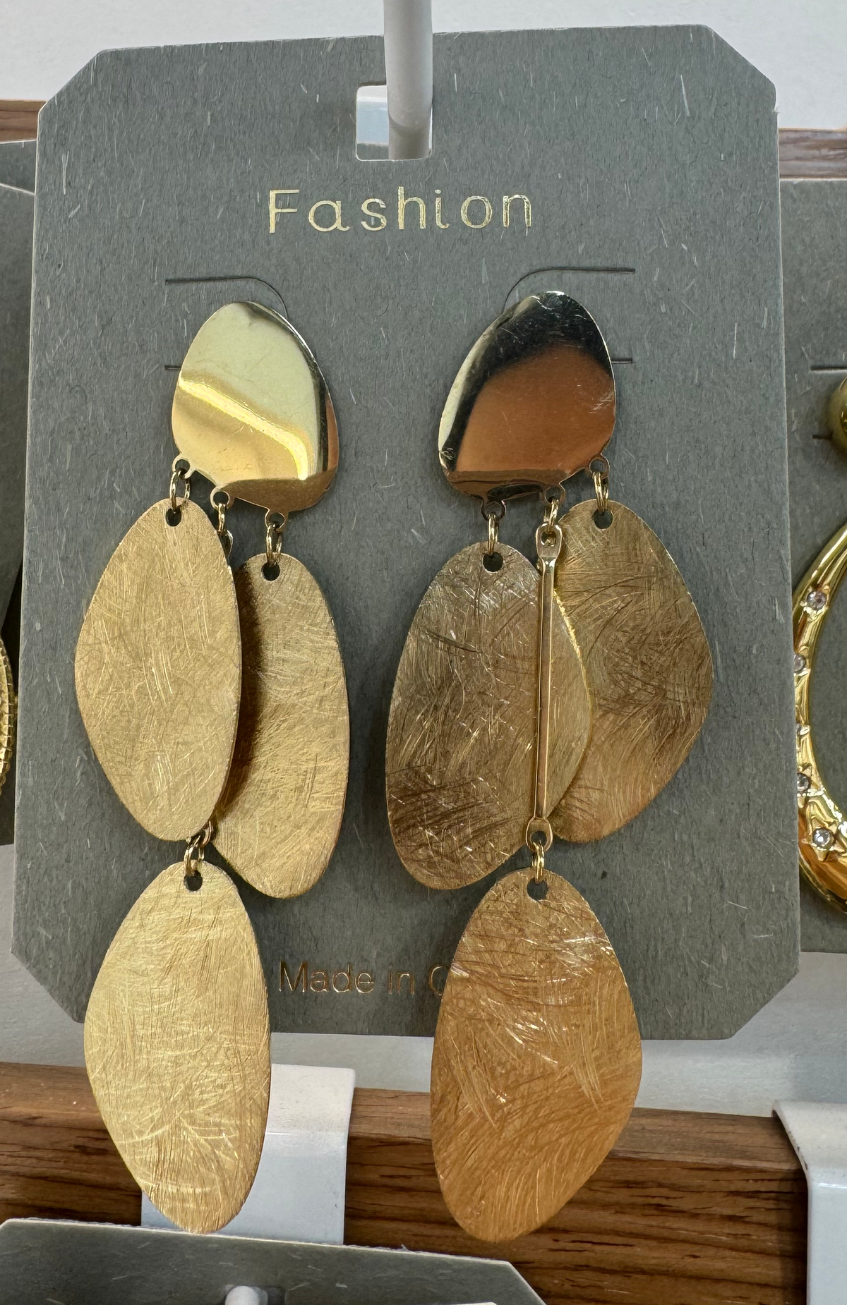 Layered Brushed Oval Earrings - W3-0007