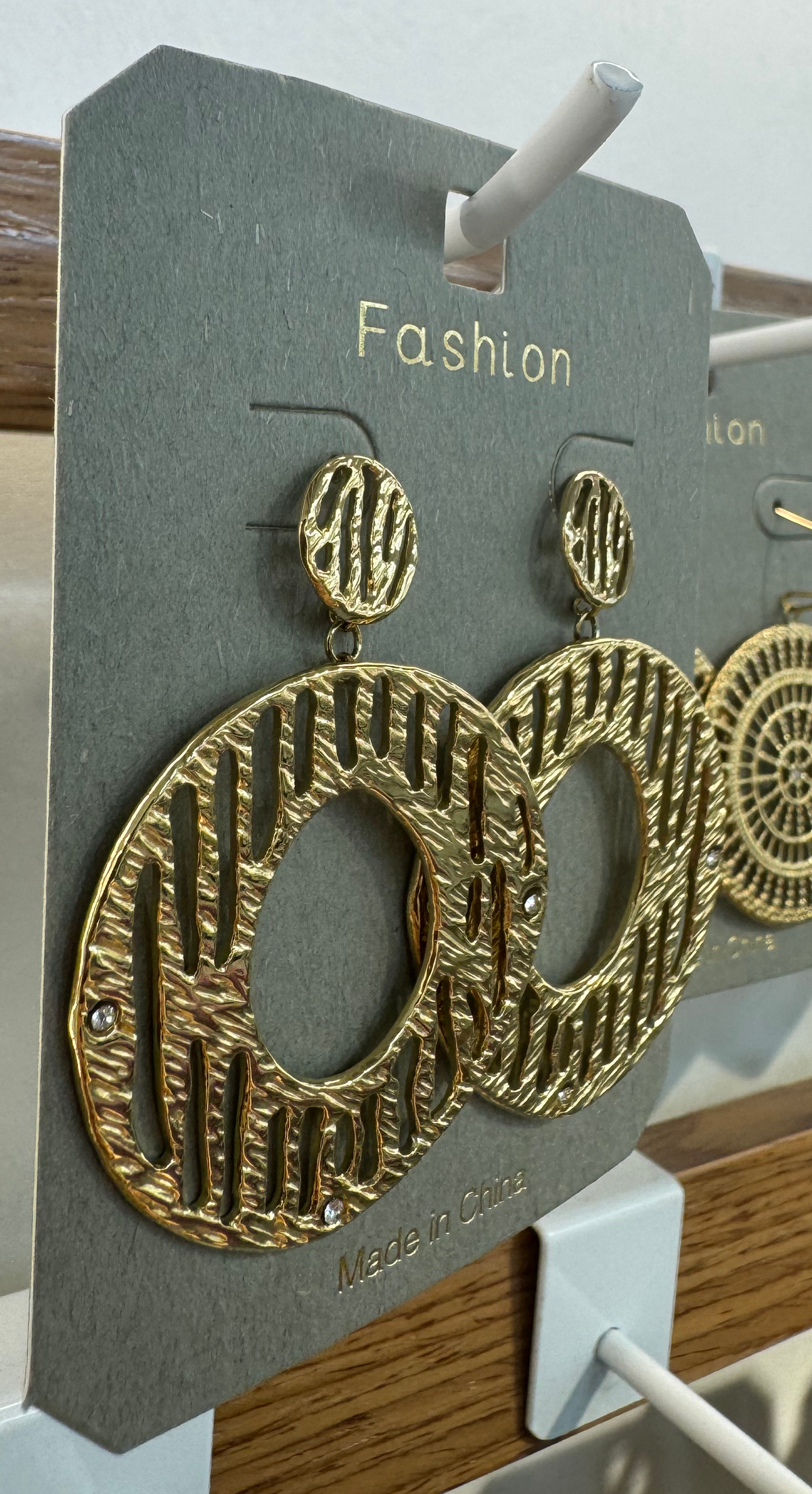 Striped Open Disc Earrings - W3-0010