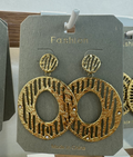 Striped Open Disc Earrings - W3-0010