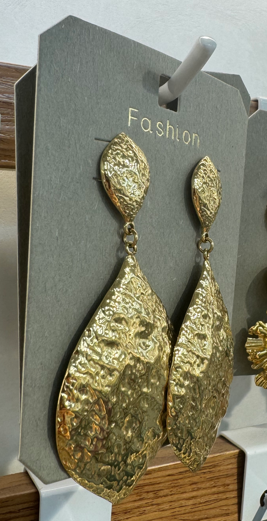 Hammered Leaf Drop Earrings - W3-0013