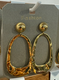 Wavy Open Oval Drop Earrings - W3-0014