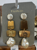 Pearl-Style Geometric Drop Earrings - W3-0016