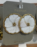 White Flower Statement Stud Earrings - W3-0018