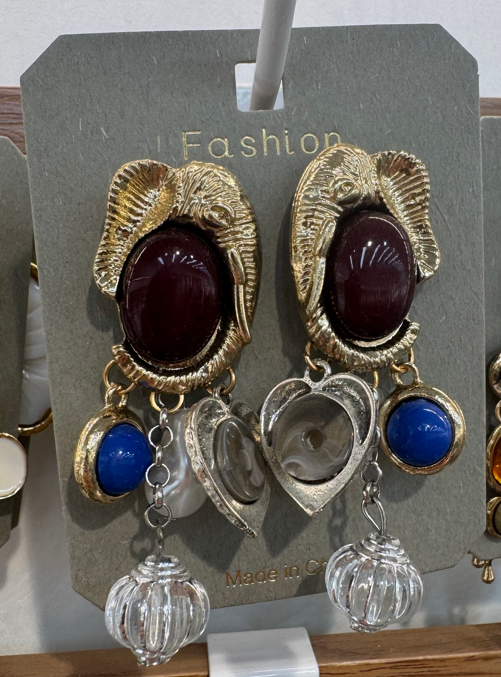 Multicolor Heart Charm Drop Earrings - W3-0019