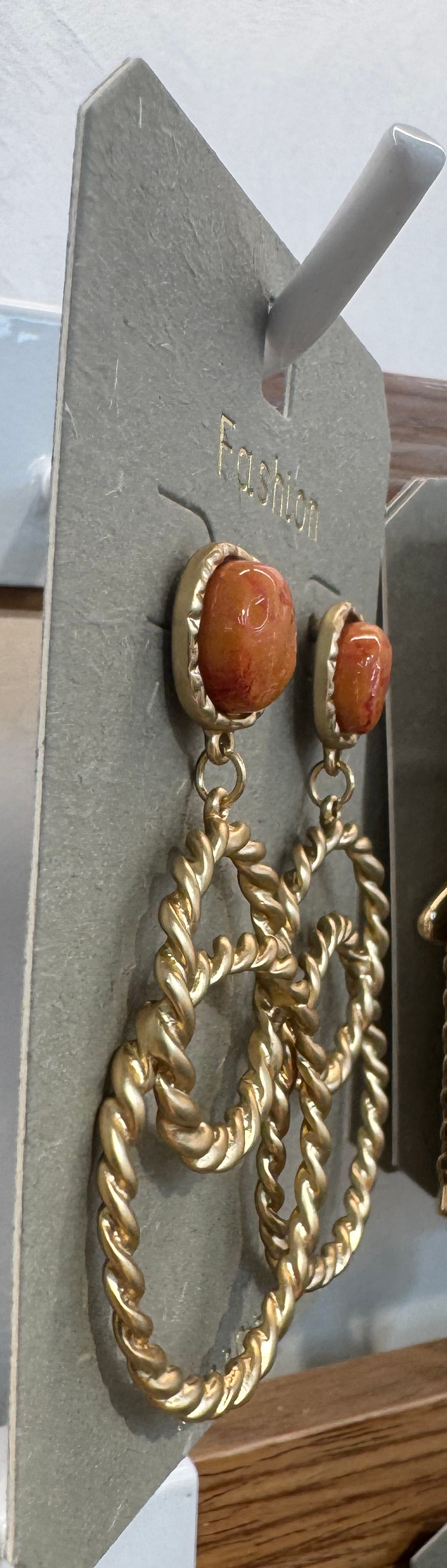 Orange Stud Rope Ring Earrings - W3-0020
