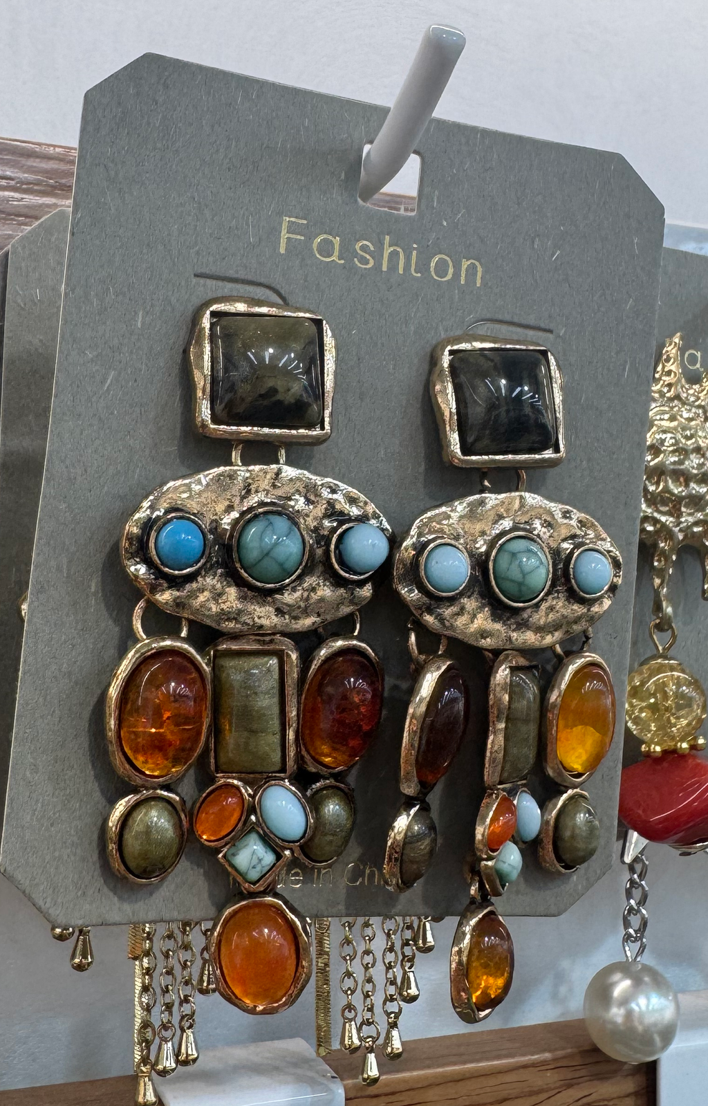 Multicolor Beaded Fringe Earrings - W3-0021
