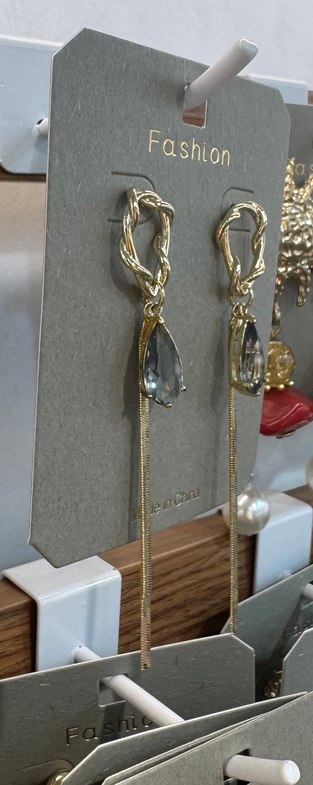 Faceted Teardrop Tassel Earrings - W3-0023