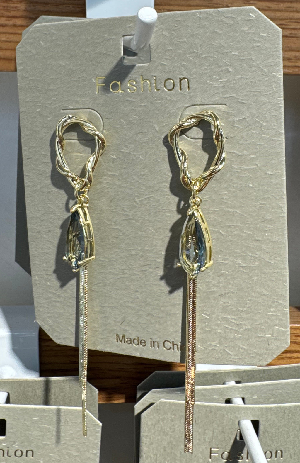 Faceted Teardrop Tassel Earrings - W3-0023
