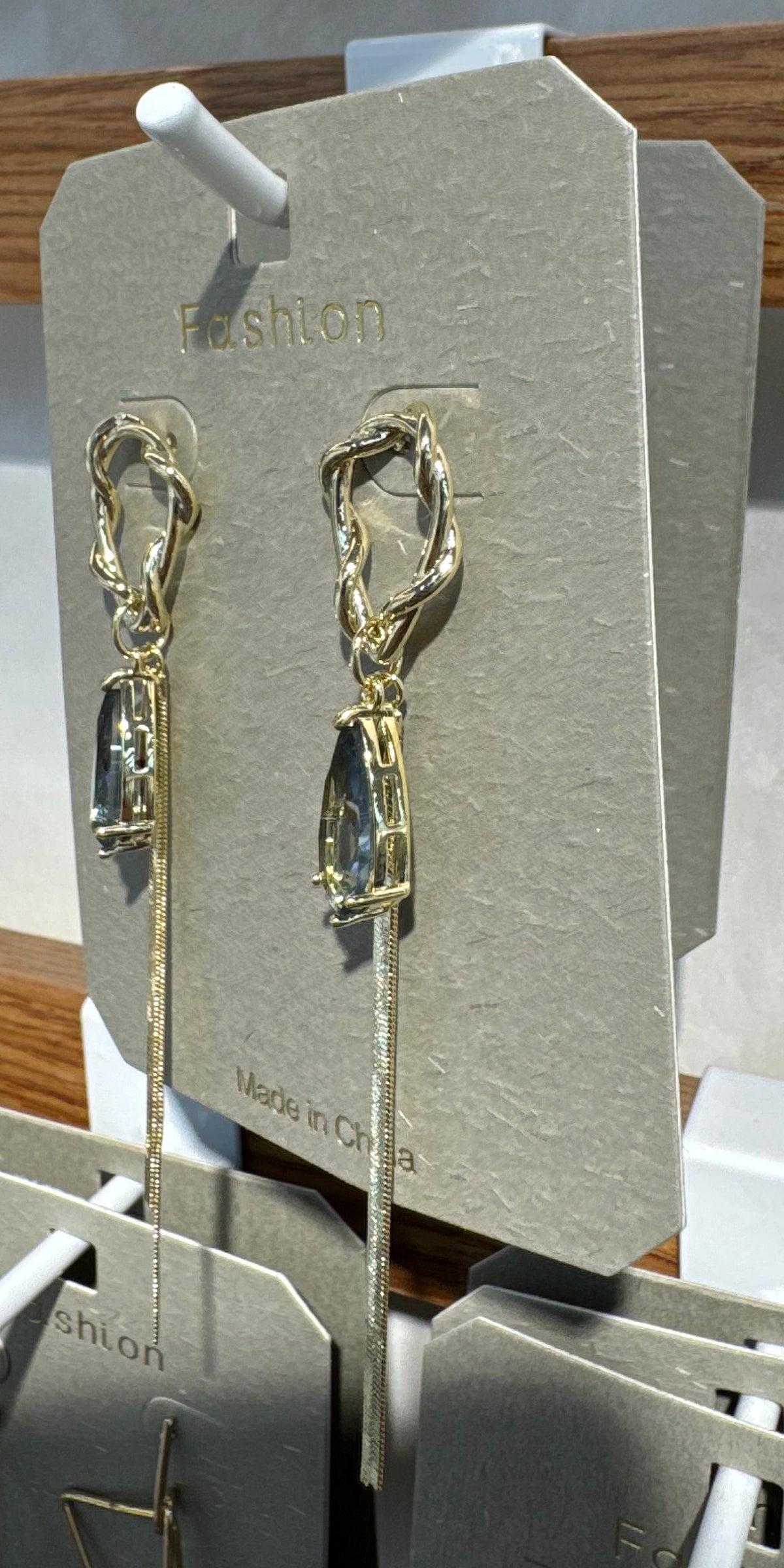 Faceted Teardrop Tassel Earrings - W3-0023