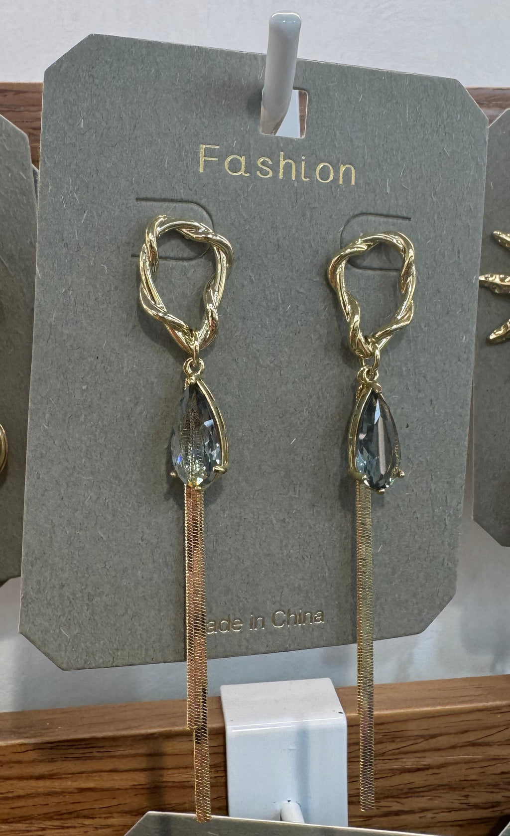 Faceted Teardrop Tassel Earrings - W3-0023