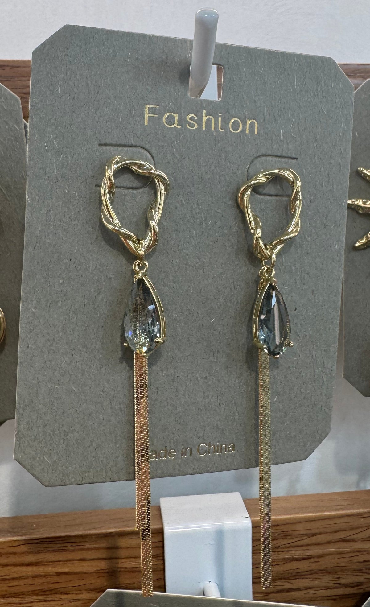 Faceted Teardrop Tassel Earrings - W3-0023