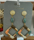 Pastel Diamond Frame Drop Earrings - W3-0026