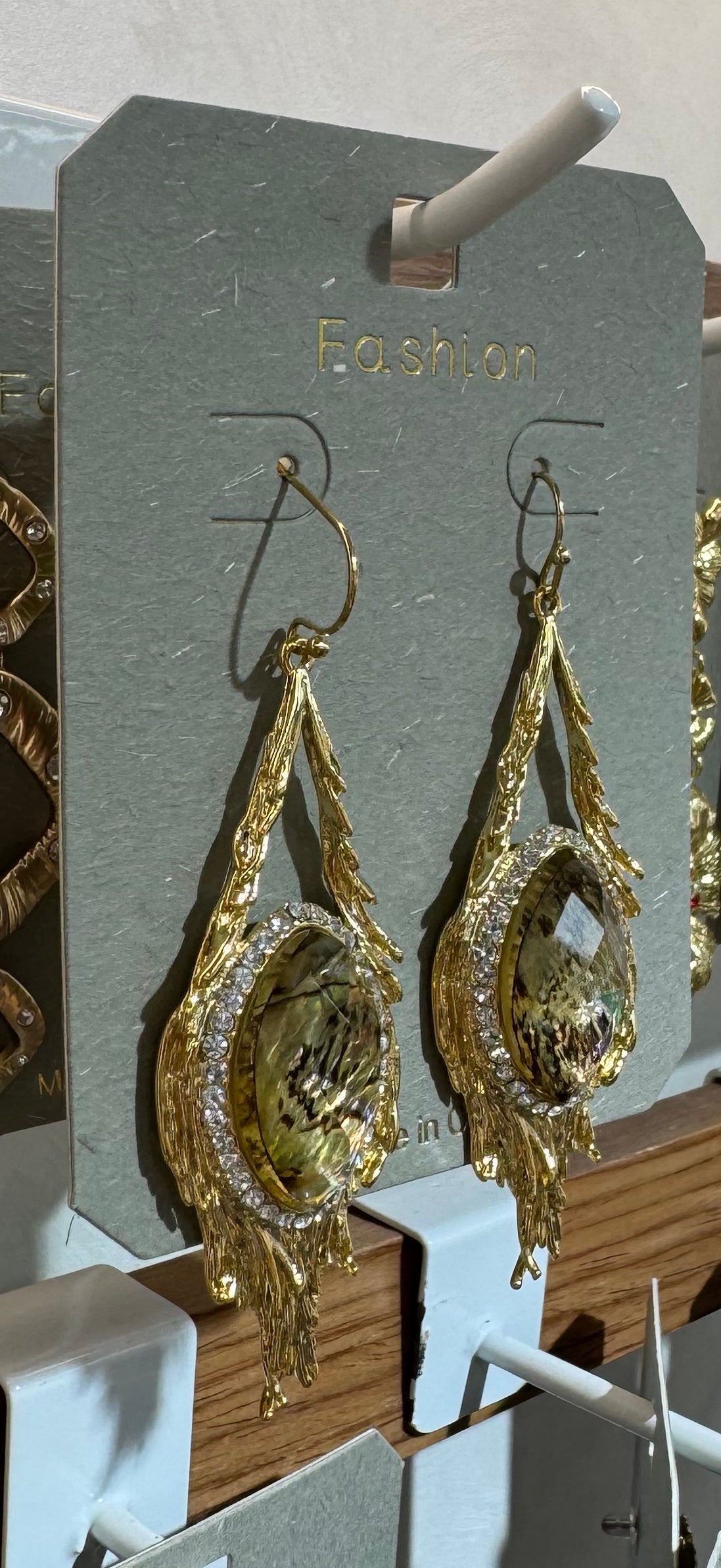 Ornate Oval Sparkle Drop Earrings - W3-0030